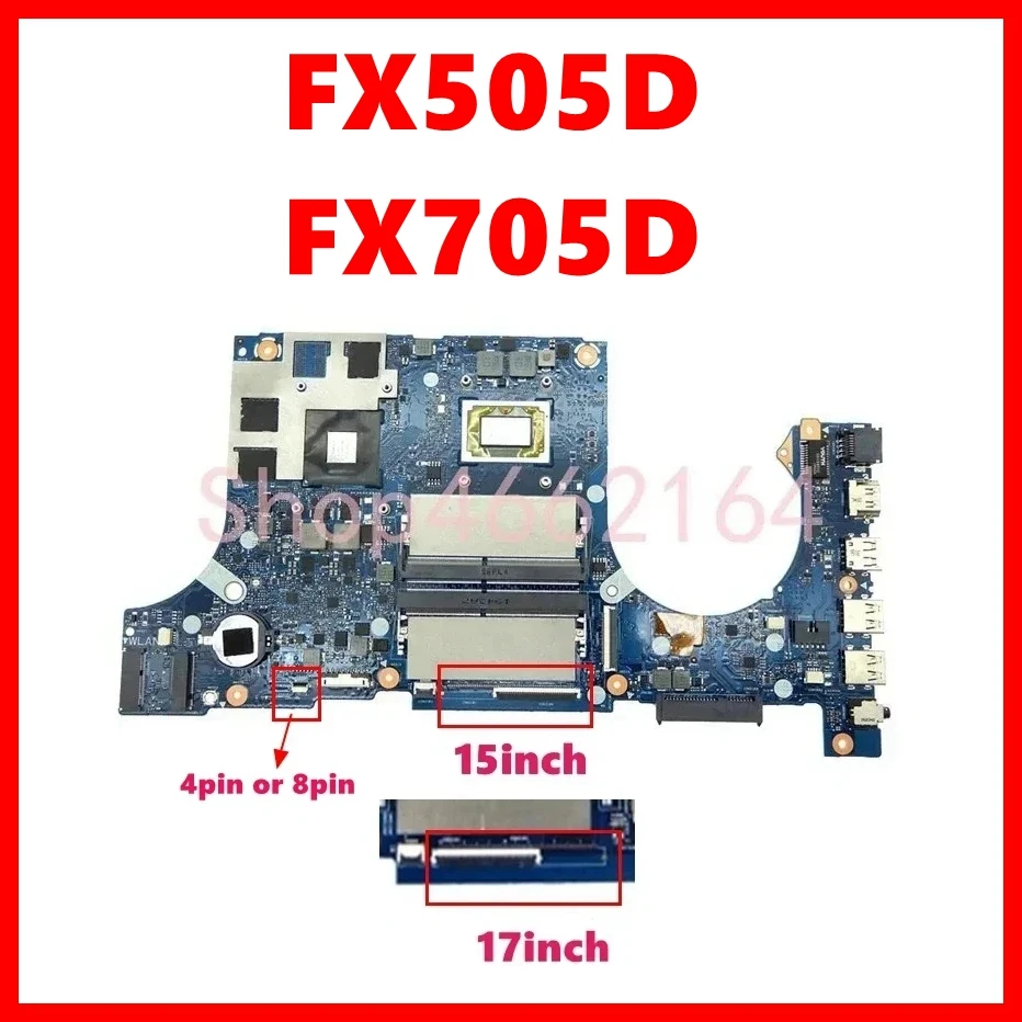 Imagem -02 - Placa-mãe Portátil para Asus Mainboard para Asus Fx95dt Fx95du Fx505d Fx505dt Fx505dd Fx705dt Fx705dd r5 r7 Cpu Gtx1050 Gtx1650 Gpu