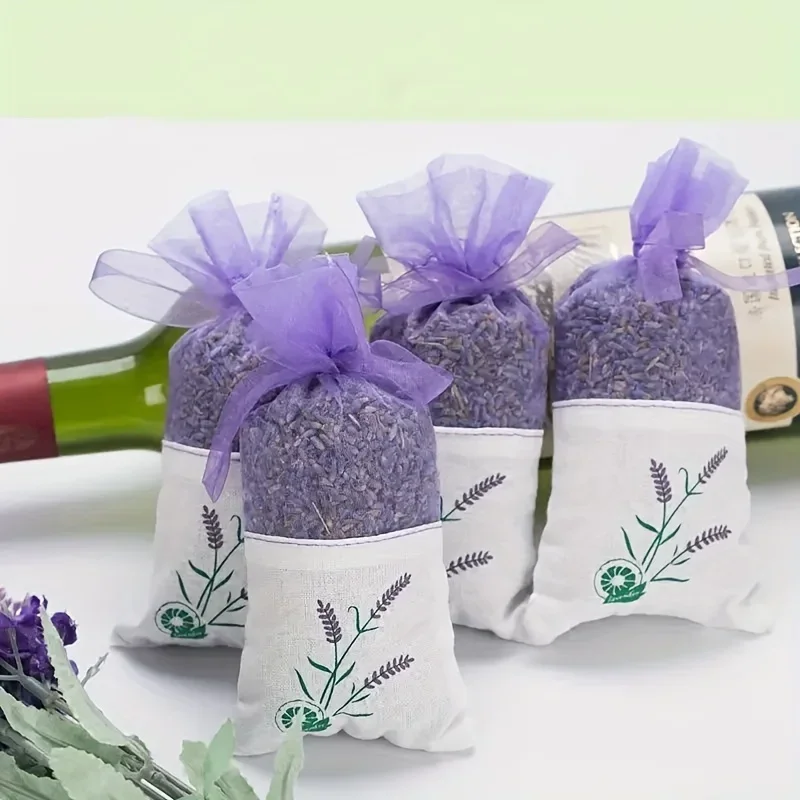 10 Uds. Bolsa de fragancia de bolsita de lavanda, bolsa de ramo seca vacía para aromaterapia, bolsita de lino y algodón de malla transparente