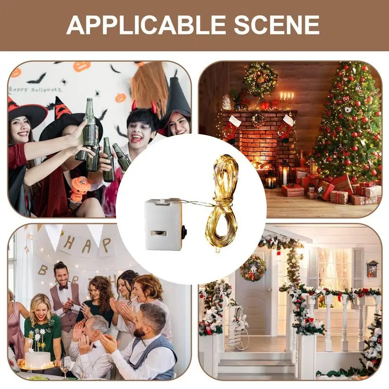 6PCS LED Wire String Light Battery Operated Copper Wire Fairy Lights For Wedding Patios Party Garden Decoration Waterproof Lamp