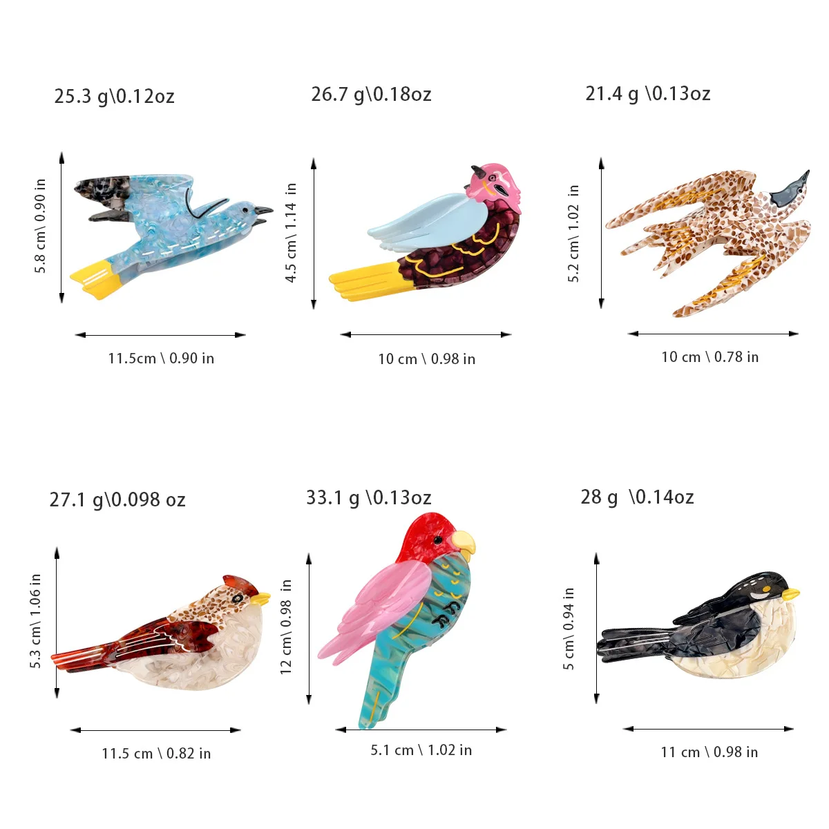 DS lindo dibujo animado loro golondrina acetato pelo garra Animal pájaro serie garra Clips cangrejo pinzas para el cabello accesorios para el cabello para mujeres niñas