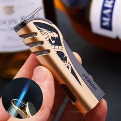 HONEST Personality Blue Flame Butane Gas Torch Lighter Metal Windproof Cigar Lighter Cool Men's Gift Cigarette Accessories