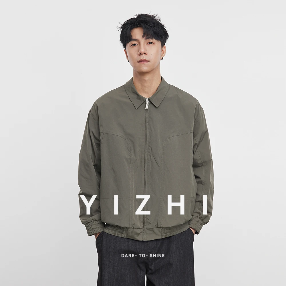 Fashion Men's American Retro Jacket 2025 Spring and Autumn New Loose Casual Lapel Solid Color Top Men's Sports Jacket