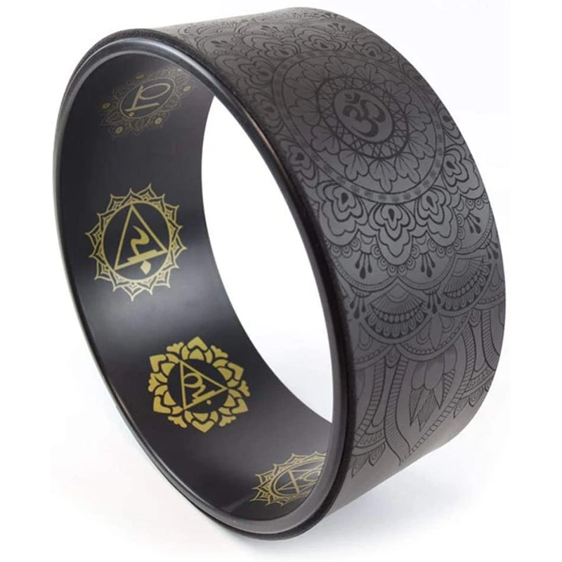 【STOCK】Yoga Wheel Natural Yoga Auxiliary Wheel Massage Mandala Pattern Wheel Backbend Artifact Pilates Yoga Circle