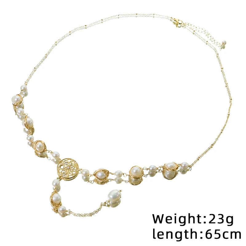 Natuurlijke Zoetwaterparel Ketting 18k Vergulde Handgemaakte Ontwerp Luxe Ketting Vrouwen Sieraden GN0260