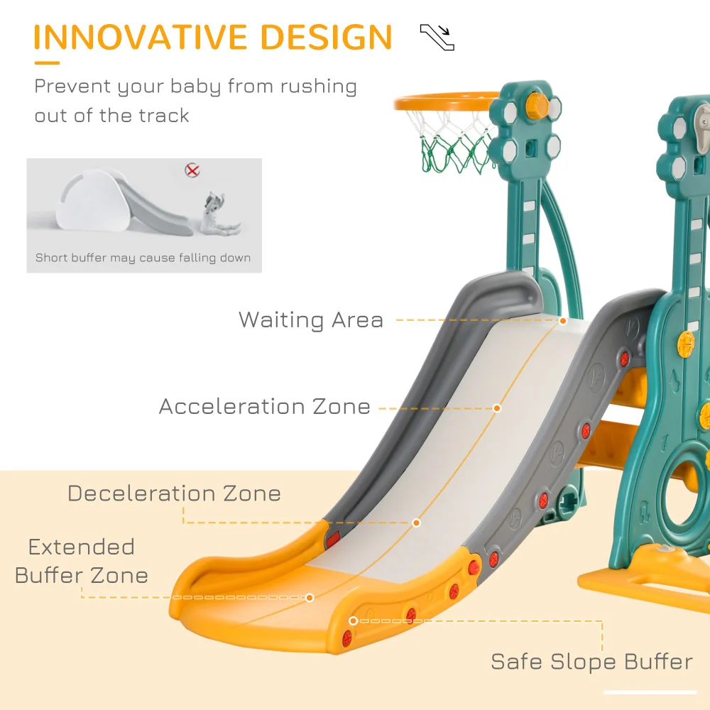 유아 스윙 및 슬라이드 세트, 등산가 포함 어린이 슬라이드, 초안전, 농구 후드, 아기 놀이터 세트, 재미있는 실내, 3 in 1