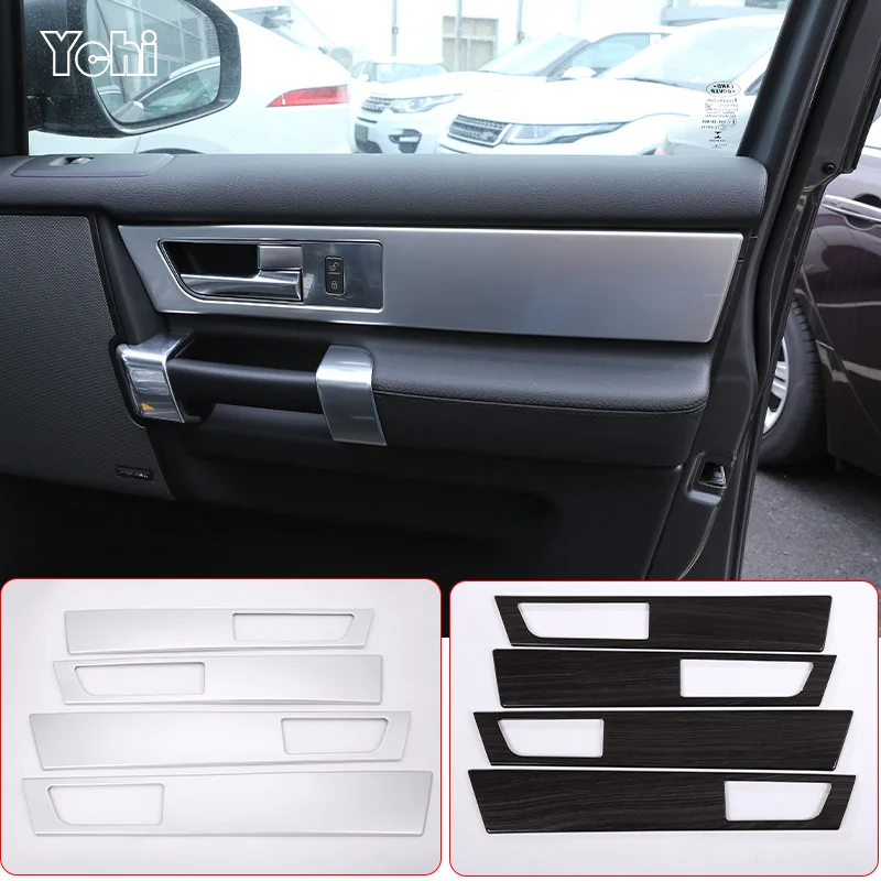 

For Land Rover Discovery 4 LR4 2010-2016 ABS Black wood grain/Silver Car Interior Door Handle Panel Cover Trim Car Accessories