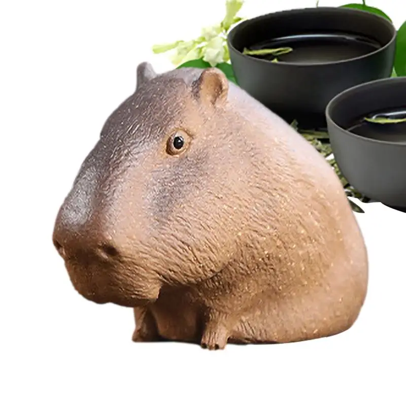 Tea Pet Capybara Animal Ornament Cute Kung Fu Tea Ornament Accessories For Tea Table Desk Tearoom