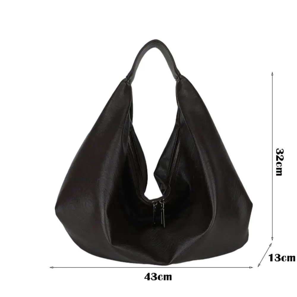 حقيبة كتف ريترو متعددة الاستخدامات ذات سعة كبيرة حقيبة جلدية ناعمة من البولي يوريثان بتصميم مطوي حقيبة حمل نسائية إكسسوارات عصرية