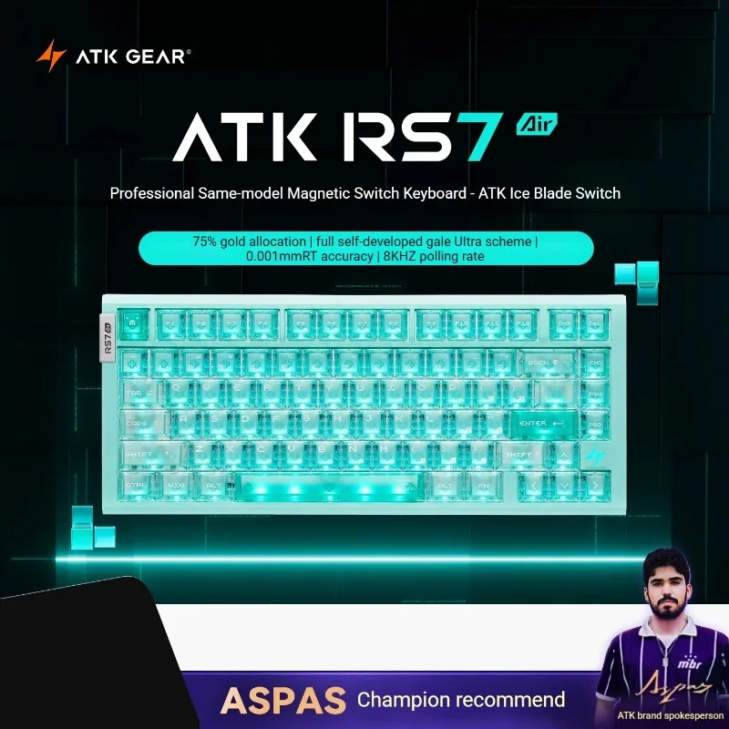 ATK RS7 Air Premium Magnetic Axis Gaming Keyboard, 75% Layout, 8K Polling Rate, 0.28ms Low Latency Hard Gasket for PC Pro Gamers