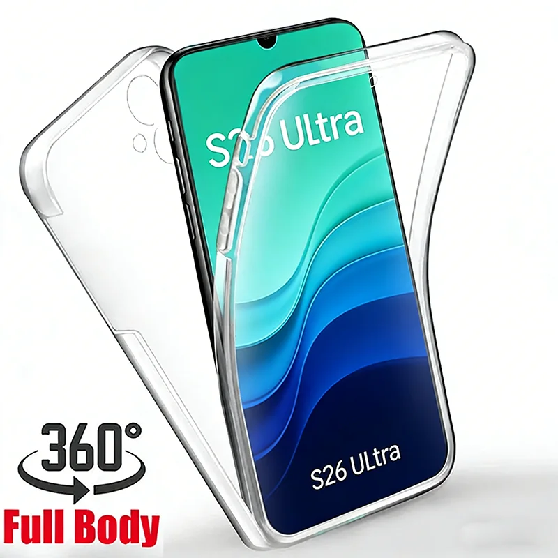 360 ° Vollständige PC+TPU Transparente Handyhülle für Samsung Galaxy S26 Ultra S25 S24 S23 S22 S21 A56 A55 A54 A53 A37 A36 A35 A26 Cover