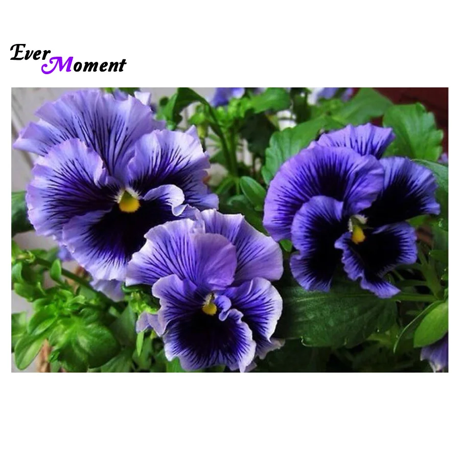 

Purple Pansies flower 5d DIy Full Square Round Drills painting cross stitch kit Diamond embroidery for decoration ASF105