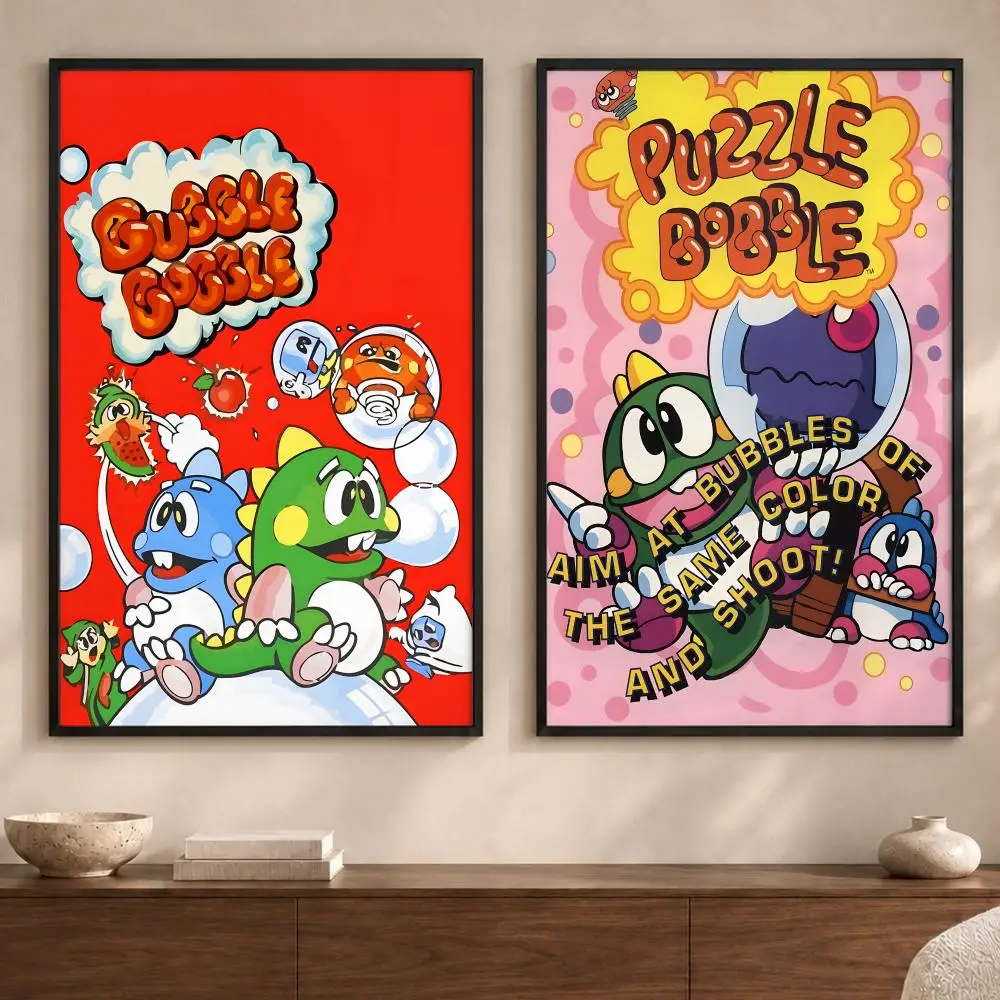 Funny Game Bubble B-Bobble Poster Art  Self-Adhesive No Glue Residue Wall Sticker for Home Office Nursery