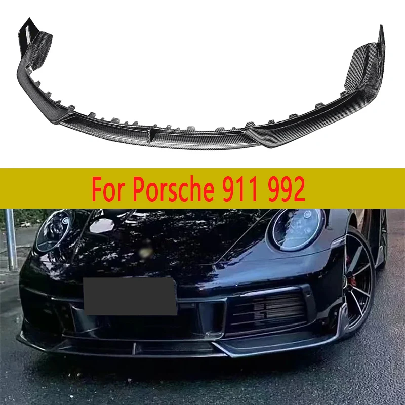

For Porsche 911 992 2019-2023 Carbon Fiber Car Front Bumper Splitter Front Lip Chin Spoiler Diffuser Parts Body kit