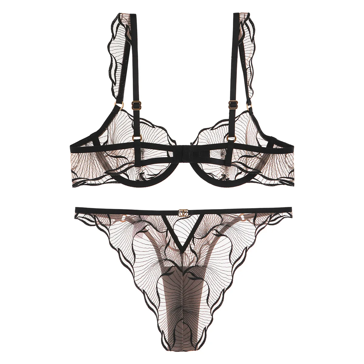 Women Sexy Bra Set Lace See Through Lingerie Micro Bikini Thong Underwear Elegant Ladies Bra and Panty Set