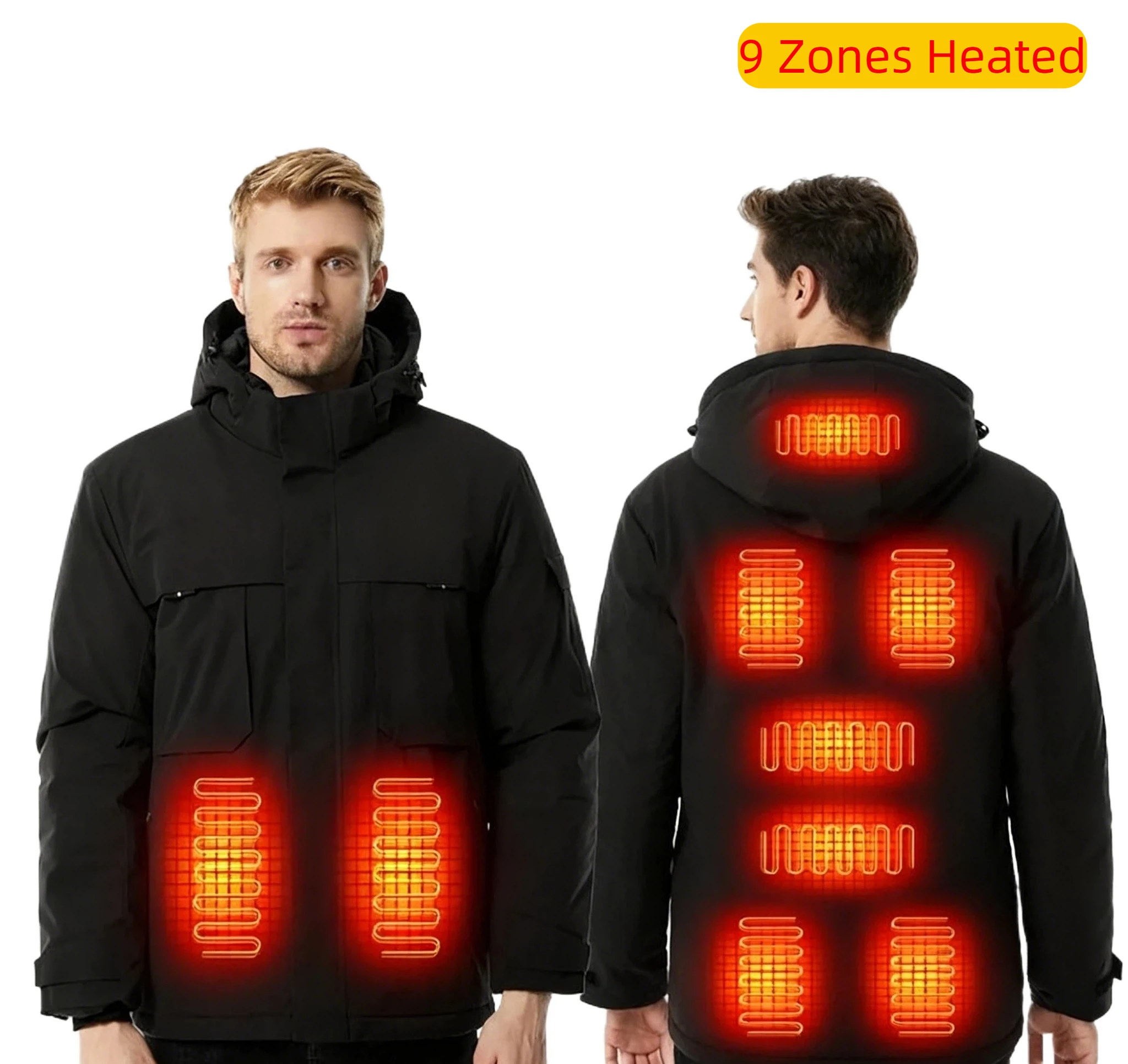 

Smart Heating Jacket Men 9 Zone Heated Coat Windproof Waterproof Thermal Winter Outdoor Ski Jacket for Hunting Winter Parkas New