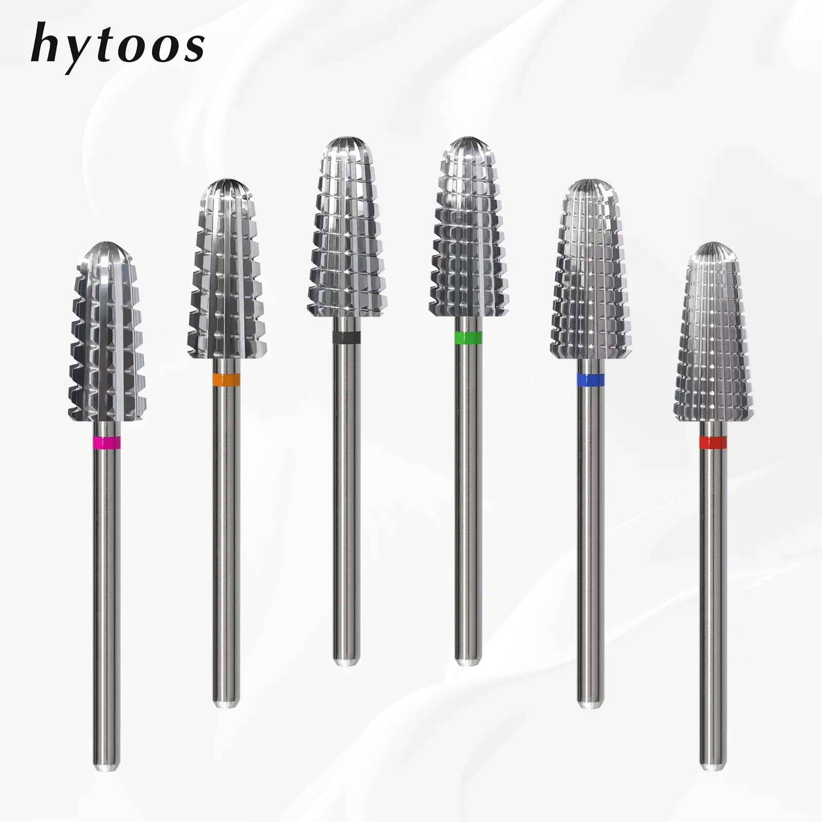 HYTOOS-Forets à ongles en carbure constants ique, foret à ongles conique bidirectionnel professionnel, dissolvant de gel acrylique, outils d'accessoires, N64.3/32