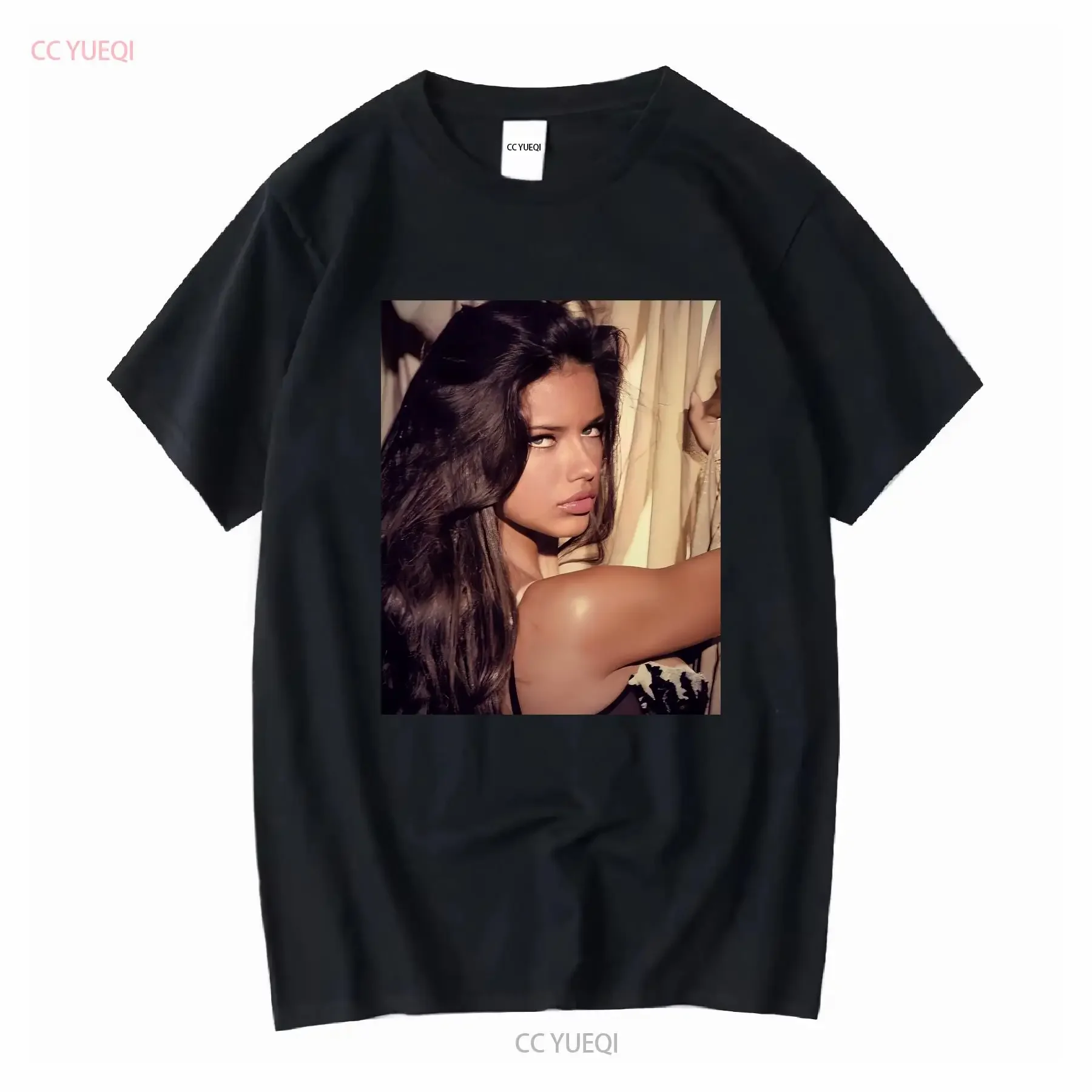 Adriana Lima Camiseta manga larga o corta vintage Lavado Transpirable Ropa de calle suave Ropa de diseñador elegante Unisex