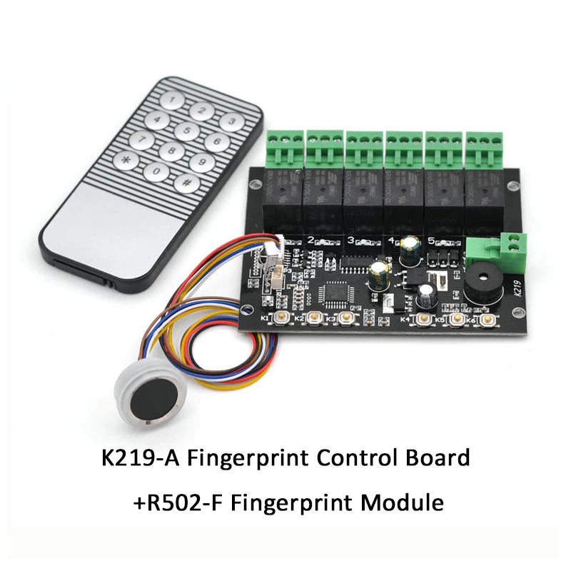 GROW DC12V 6 Relays K219-A Fingerprint Control Board With Waterproof Small R502-F Fingerprint Module For Access Control System