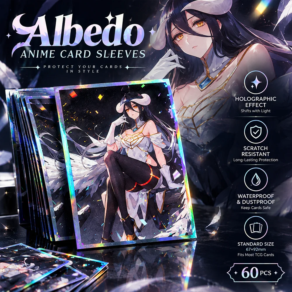 60PCS 67x92mm Albedo Protector Sleeves Toploading Trading Holo Anime Art Card Sleeves Protectors for TCG MTG PTCG Sport Card