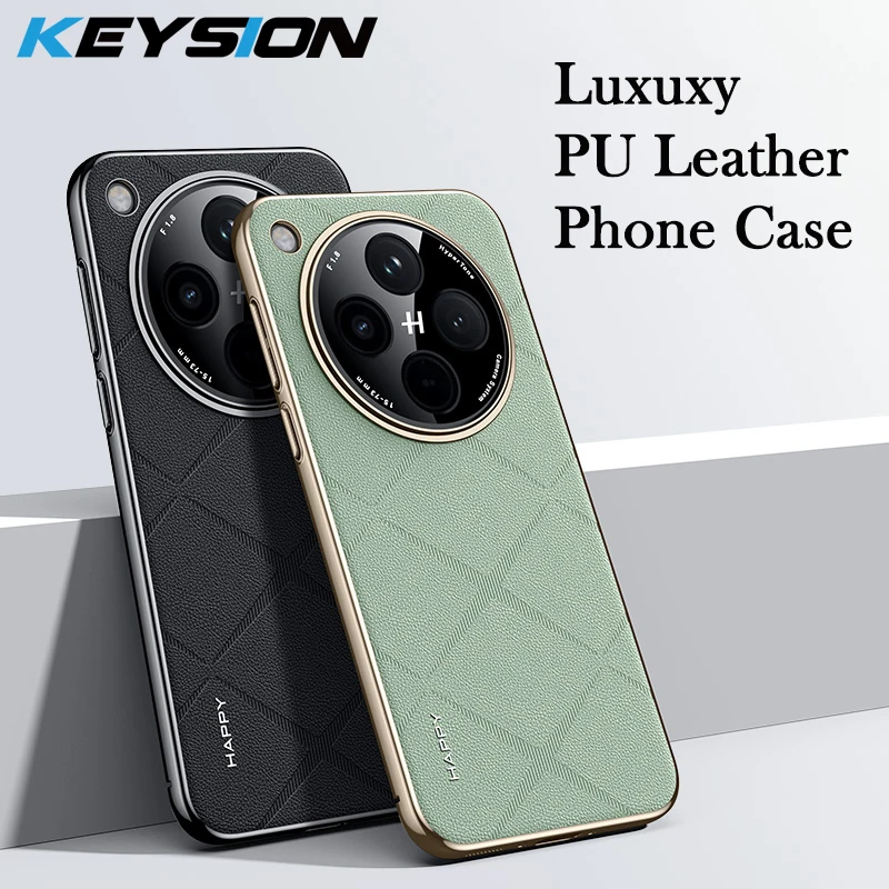 KEYSION Luxury Grid Pattern PU Leather Case for OPPO Find X8 Pro Plating Hard PC Shockproof Phone Back Cover for OPPO FindX8 Pro