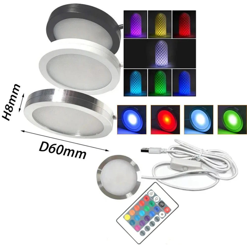 

Ultrathin 8mm RGB Led Under Cabinet Light Adjustable Light Kit Display Case Shelf Counter Lighting Led Lights With 5V USB Switch