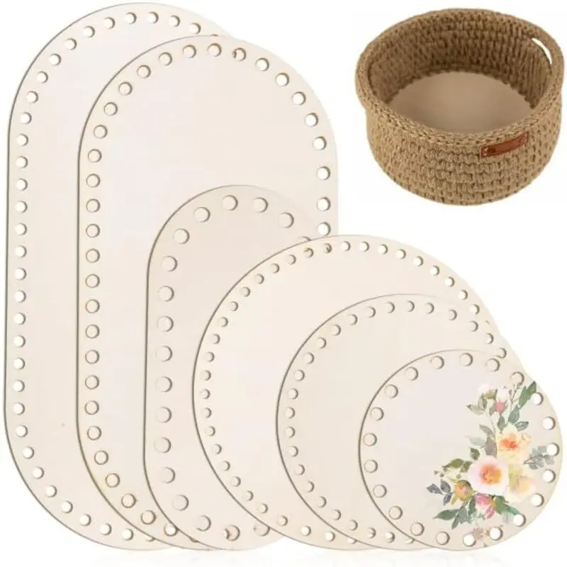 قاعدة سلة كروشيه بيضاوية خشبية قيعان خشبية صلبة غير مكتملة DIY بها بنفسك الحياكة النسيج الحرف لوازم ديكور المنزل دائم