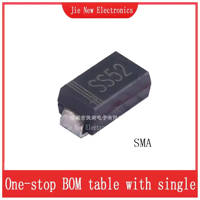 50PCS SS52 SS54 SS56 SS510 SS515 SS520 SS5150 SS5200 SS84 SS86 SS810 SS1045 SS1060  SS10100 SMA SMB SMC  Schottky SMD Diode