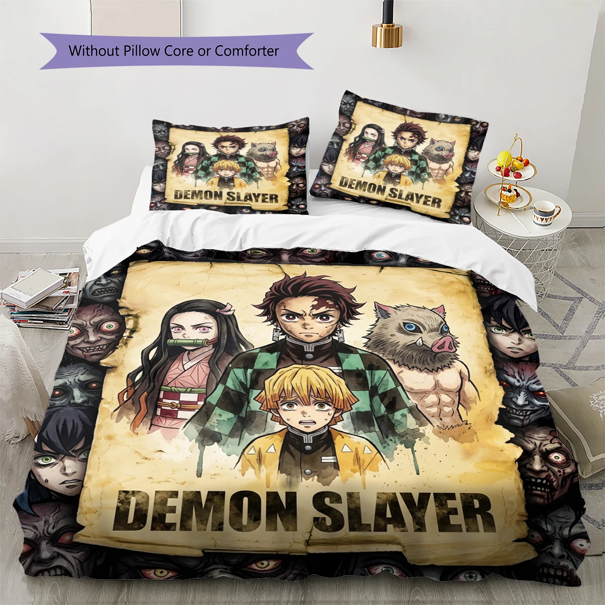 Demon Slayer Duvet Cover Comfortable Soft, Children Bedding Gift Set, Extra Large Various Sizes -HE32