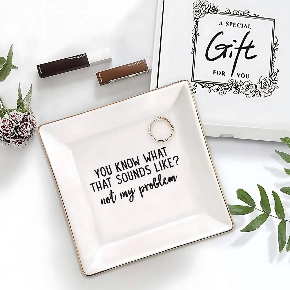 

Ceramic Decorative Tray Compatible for - Elegant Jewelry Organizer, Key Holder & Trinket Dish - Women' Vanity Accessories, Trend