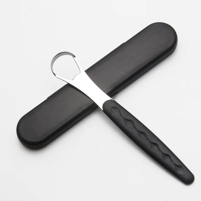 Skrobak do języka z przenośnym etui podróżnym Metalowy skrobak do języka ze stali nierdzewnej Higiena jamy ustnej Łatwa w czyszczeniu Redukcja nieświeżego oddechu