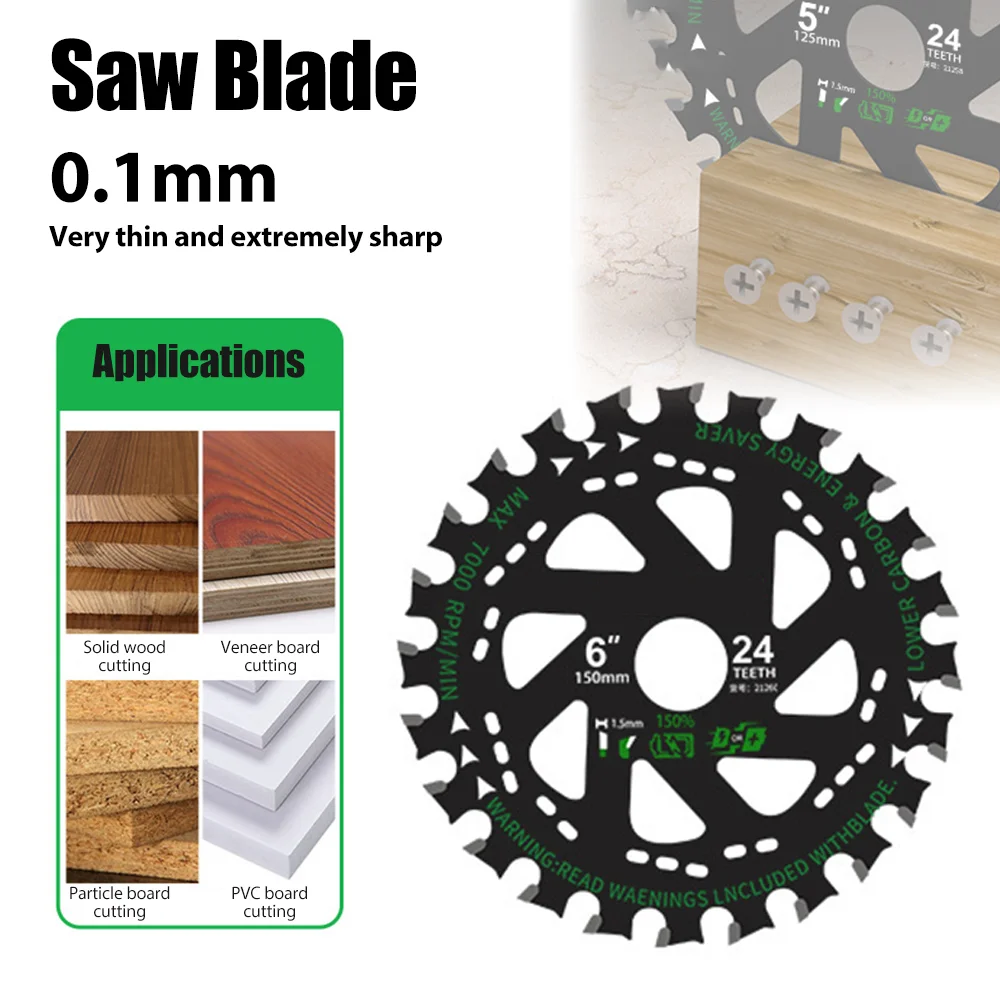 

Пильное полотно с 24 зубьями 4/5/5,5/6 дюймов, лезвие для циркулярной пилы из сплава, многоцелевое литиевое электрическое пильное полотно для фанеры по дереву, 1 шт.