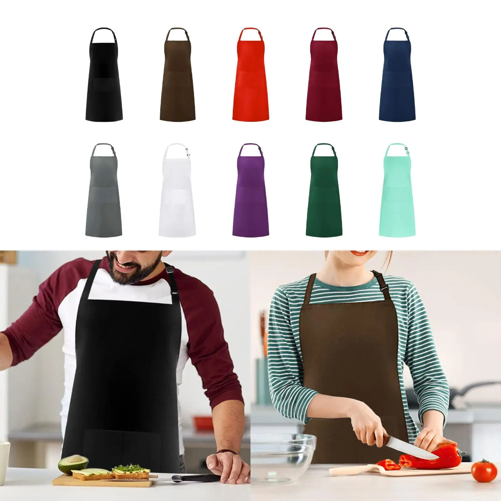 Chef Apron with Large Pocket Baking Apron Cooking Baking Apron for Flower Shop Dog Grooming Farmhouse Cosmetology Coffee Shop