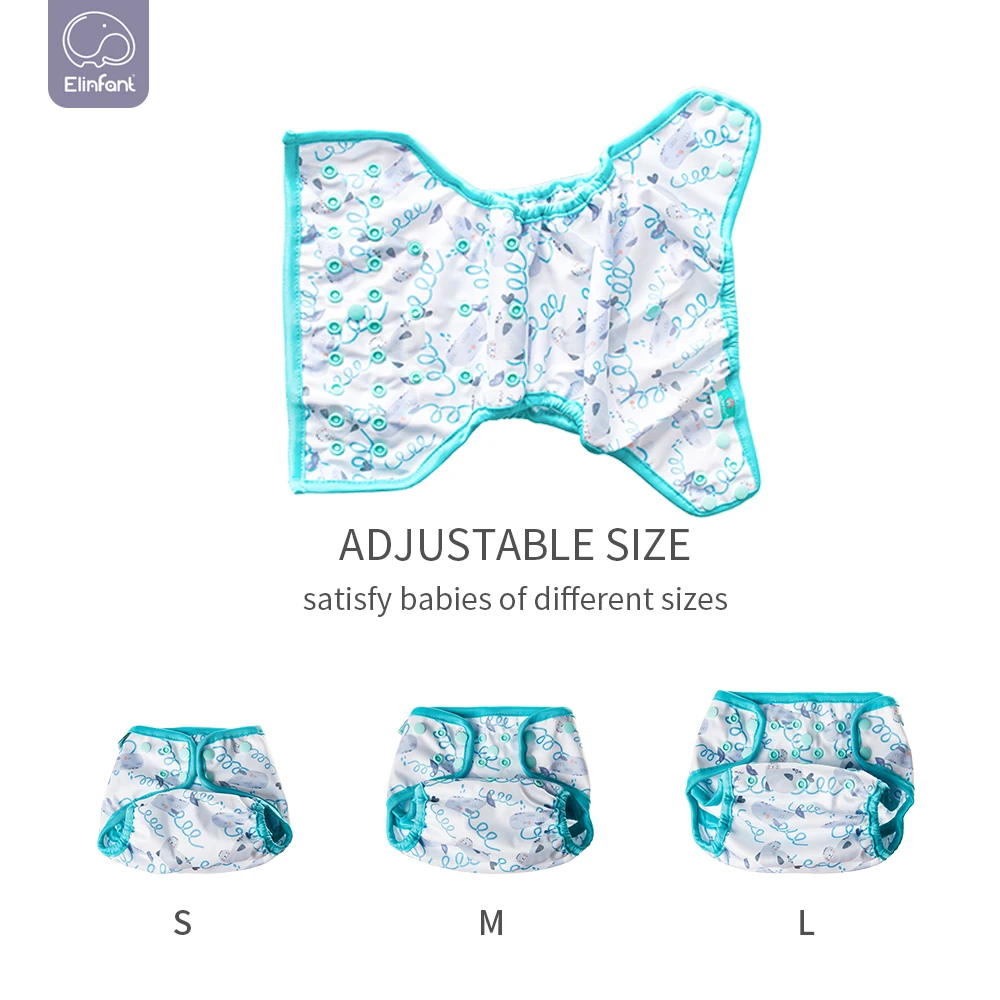 Elinfant one size washable waterproof diaper cover adjustable reusable fashion print for 3-15kg baby cloth diaper