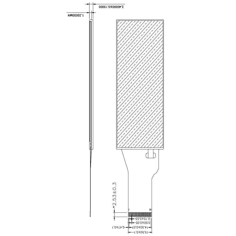 Display TFT da 3.16 pollici modulo schermo LCD 30pin RGB 320*820 risoluzione angolo di visione completo ST7701S Chip Driver interfaccia IPS 3.3V