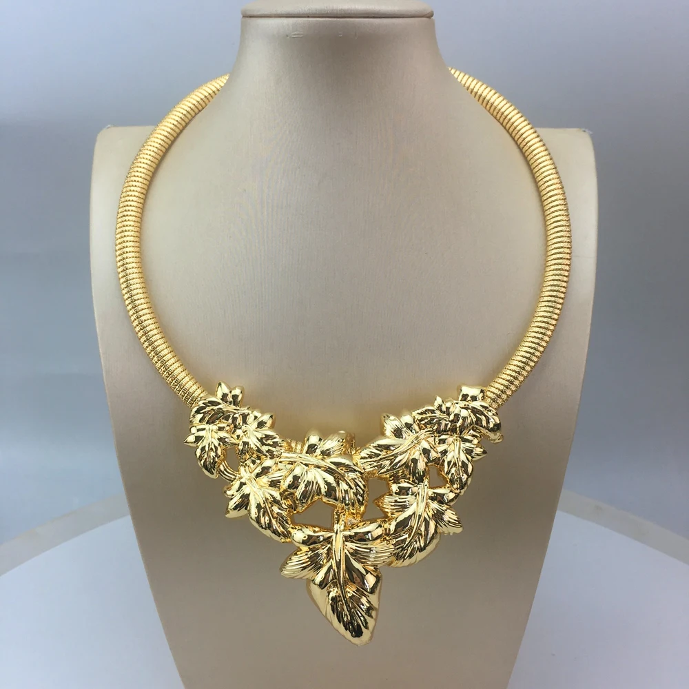 Hot Selling Big Pendant Light Weight Bold Jewelry Sets Women\'s Wedding Party Banquet Italian Gold Plated Jewelry FHK18984