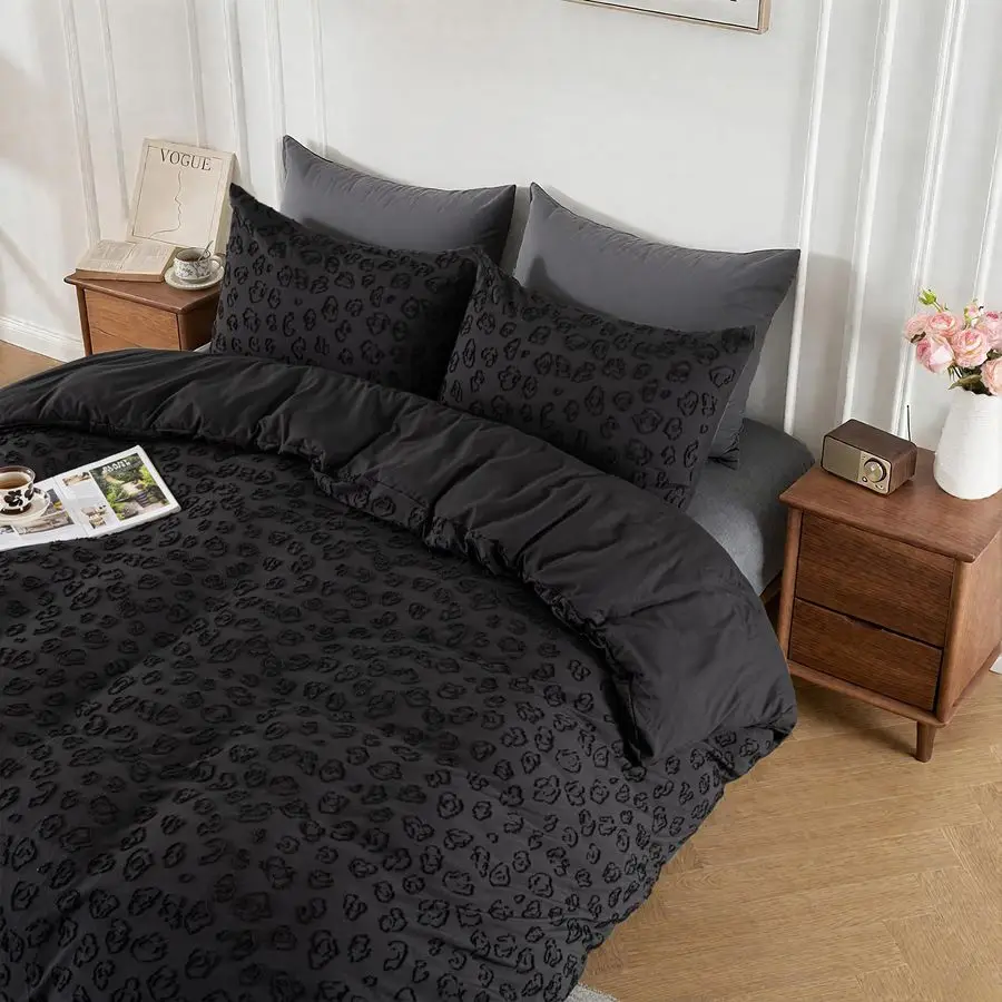 

Tufted Duvet Cover Set Queen Size, Soft and Washed Microfiber Duvet Cover with Button Closure amp 2 Pillowcases for All Seasons,