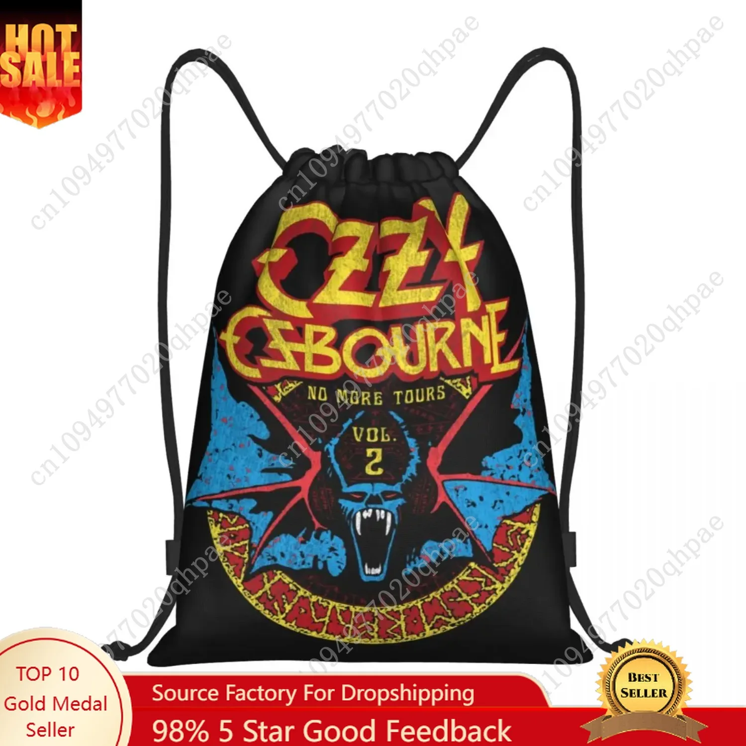 

Heavy Metal Band Rock Drawstring Backpack Gym Sport Sackpack Portable Ozzy Osbourne Prince Of Darkness Shopping Bag Sack