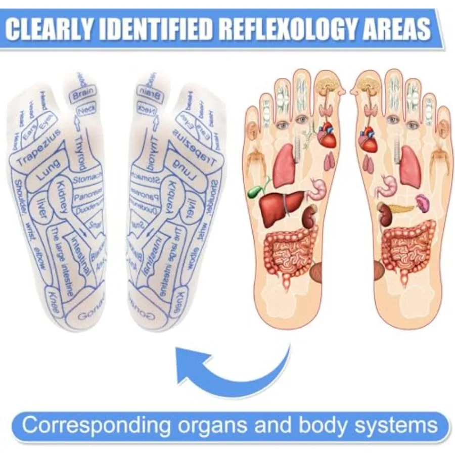 مجموعة جوارب ريفلكسولوجي احترافية مع 4 أدوات تدليك بنقاط الزناد لتخفيف القدم مصممة للاستخدام اليومي لتخفيف التعب