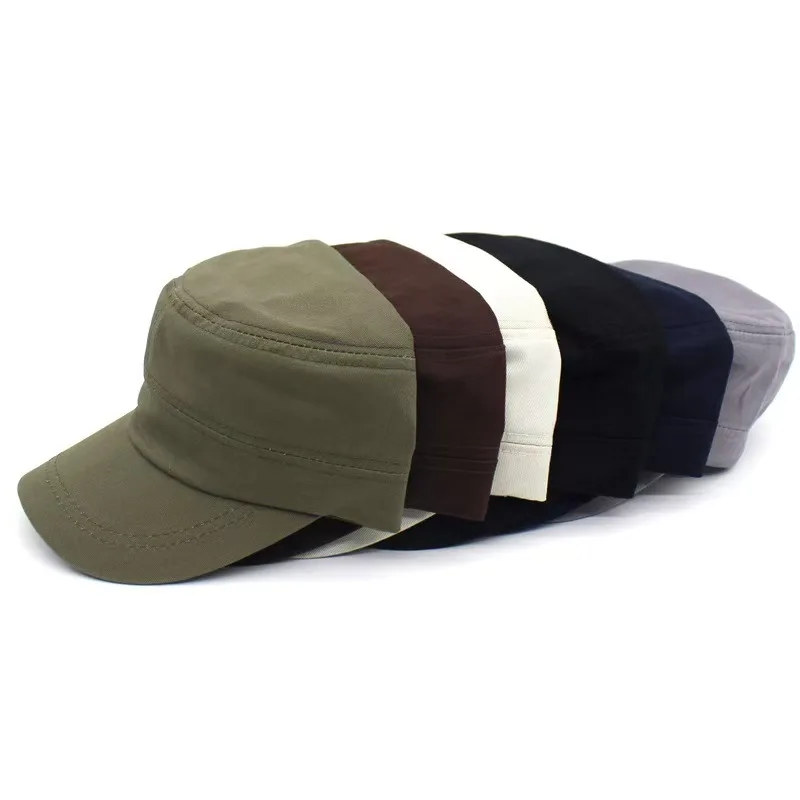 1PC Fashion Men Women Five Colors Unisex Adjustable Classic Style Plain Flat Vintage Army Hat Cadet Military Patrol Cap