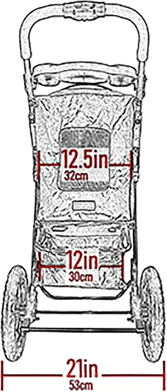 고양이/강아지용 유모차, 출입구, 한 손으로 쉽게 접을 수 있는 젤 충전 타이어, 플러시 패드 + 비바람막이