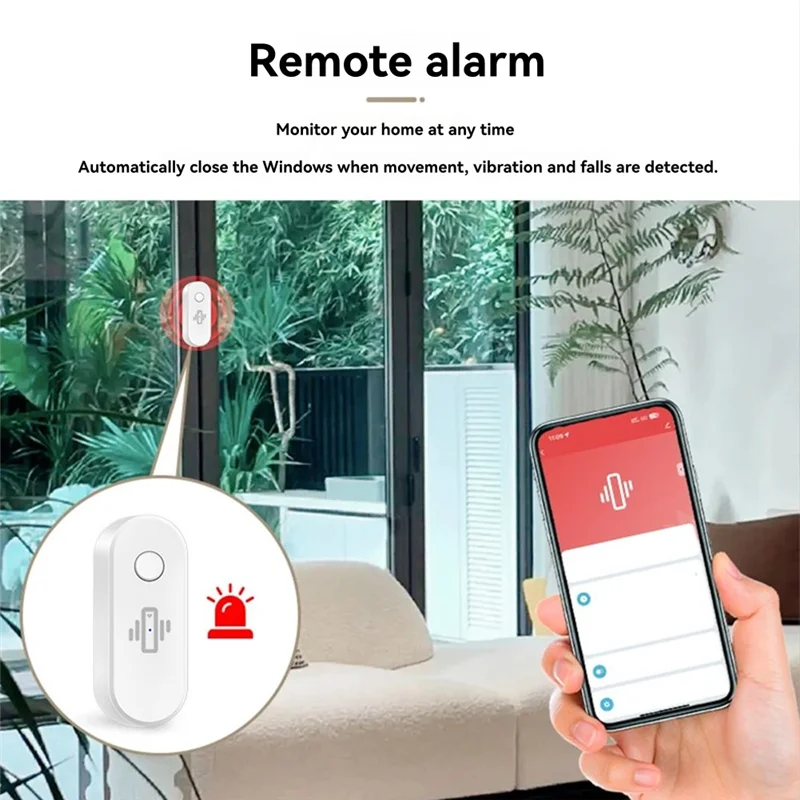 BAAE Smart Wifi مستشعر الاهتزاز إنذار كاشف الاهتزاز اللاسلكي كشف الصدمات في الوقت الحقيقي وتنبيهات النشاط الأبيض
