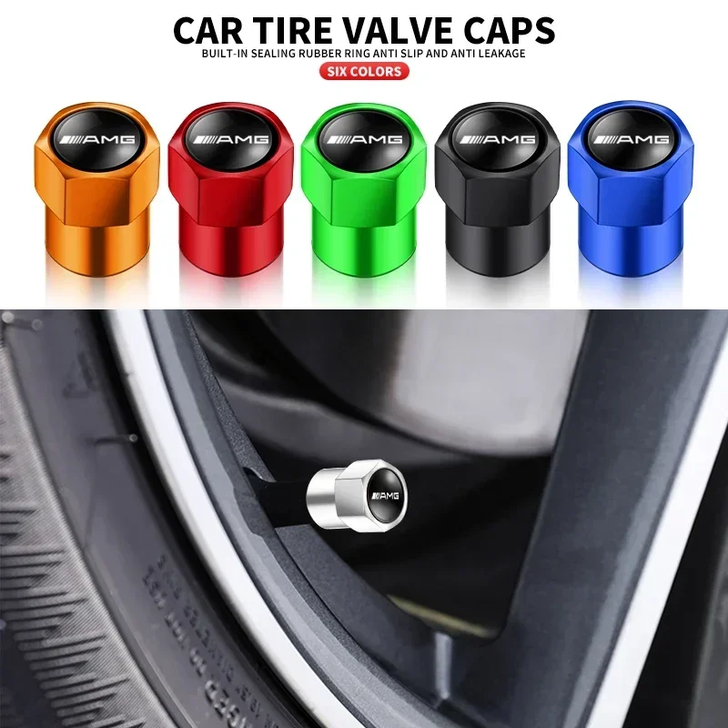 

4Pcs Car Styling Aluminium Alloy Wheel Tire Valve Cover Caps Auto Accessories For Mercedes Benz A B C E S GLA CLA GLC GLE AMG