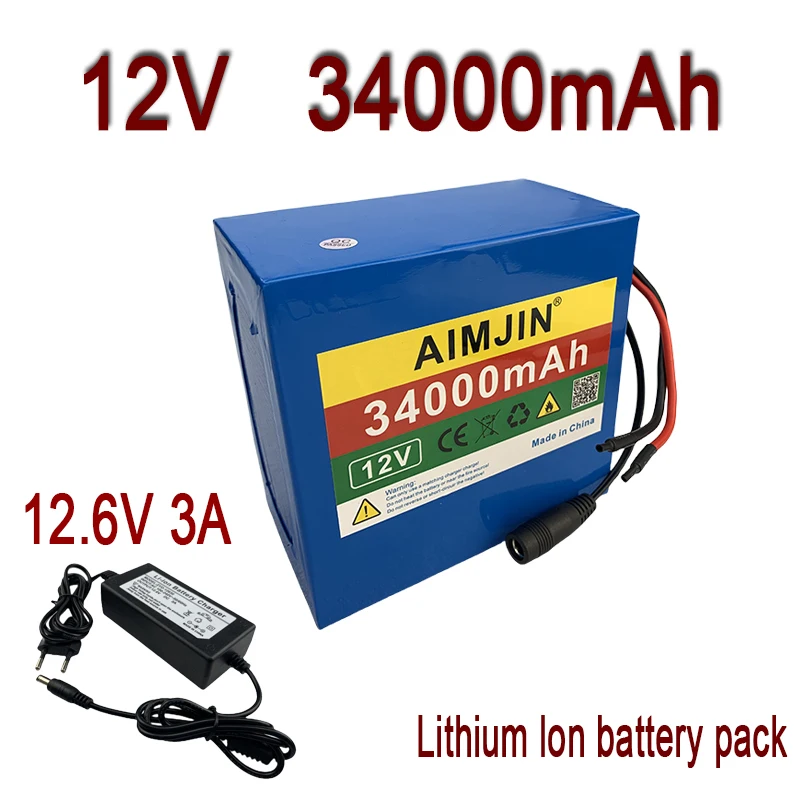 

12V 34000mAh lithium ion rechargeable battery pack