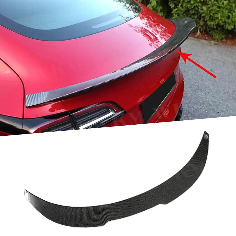 

ABS Material Carbon Look Rear Trunk Spoiler Wing Gloss Black for Tesla Model 3 2017 + With LED Light Rear Boot Spoiler Racing