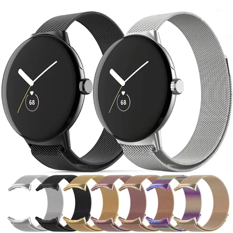 Correa milanesa sin huecos para Google Pixel Watch 2, pulsera de bucle magnético, Correa para Google Pixel Watch, banda de Metal de acero inoxidable