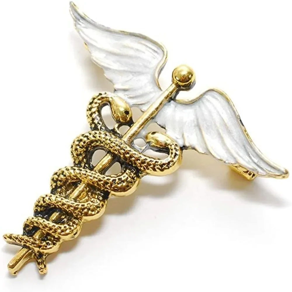 Esmalte símbolo médico caduceus broche pinos para médico enfermeira presente terno casaco acessórios de fantasia para festas de férias