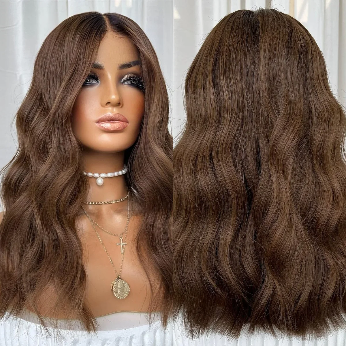 

Dark Chocolate Brown Wig For Women 13x4 HD Transparent Deep Wavy Lace Frontal Wig Preplucked Oraigin Factory Wig On Clearance
