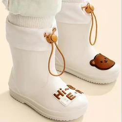 Kids' rain boots Girls' baby rain boots non-slip strap waterproof baby cute bear cartoon tightening strap