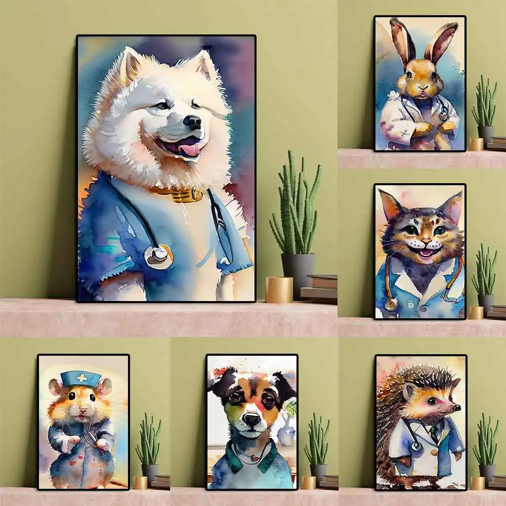 

Cute Pet Watercolor Poster And Print Colorful Animal Graffiti Canvas Painting Cartoon Comic Anime Dog Wall Art Living Room Decor