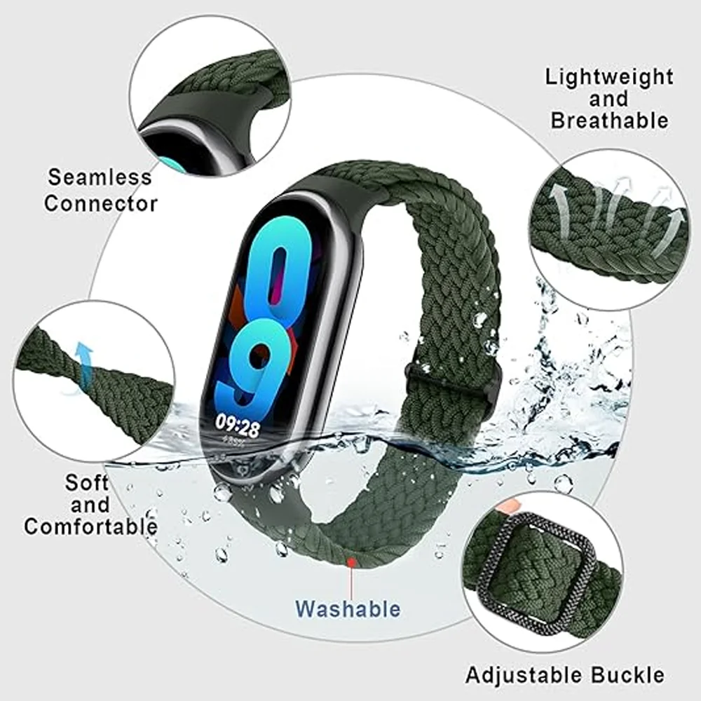 Nylon Solo Loop Strap for Xiaomi Mi Band 10 Braided Elastic Stretchable Watchbands correa bracelet on Miband 10 9 8 mi band9 NFC image 4